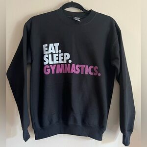 Chalktalk Sports Girls Black Eat Sleep Gymnastics Crew Neck Sweatshirt - Large